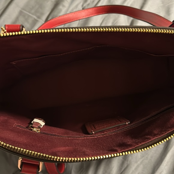 Coach red and brown Tote. - Picture 3 of 7